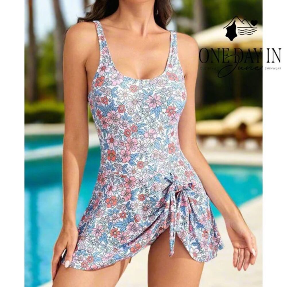 Eomenie Floral Skirted One Piece Swimsuit Size 2XL